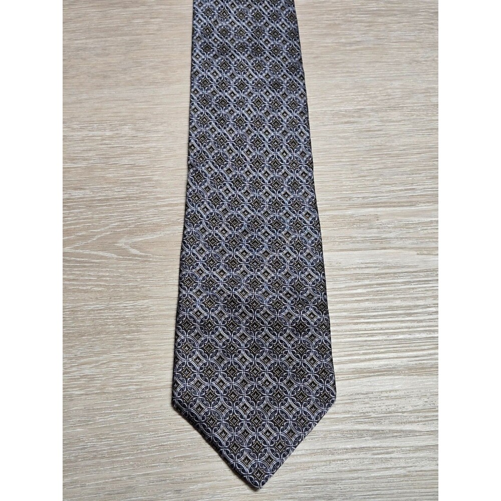 Arrow USA 1851 Silk Tie Black Gold Geometric